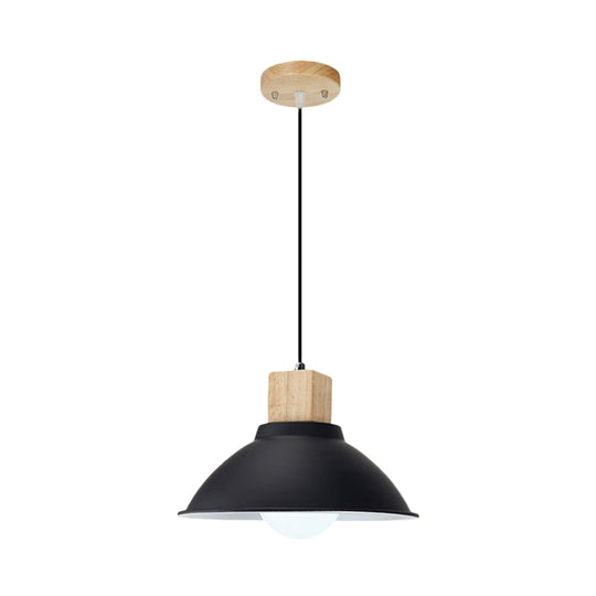 Contemporary Metal and Wood Hanging Pendant Ceiling Light in Black