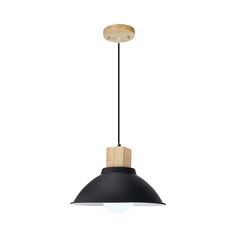 Modern Metal And Wood Hanging Lamp For Living Rooms - Black Pendant Ceiling Light