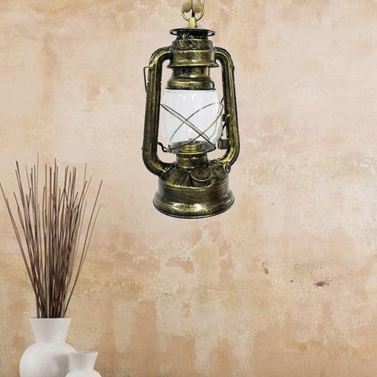 Industrial Pendant Ceiling Light: Black/Bronze/Antique Brass Finish Clear Glass 1 Light Perfect For