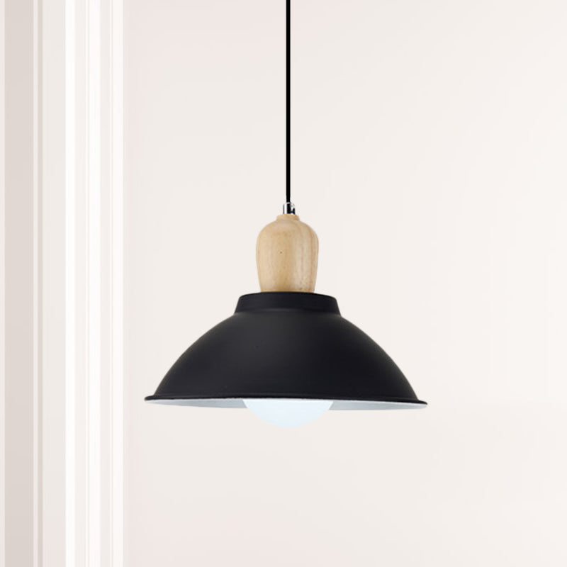 Modern Metal And Wood Hanging Lamp For Living Rooms - Black Pendant Ceiling Light / C