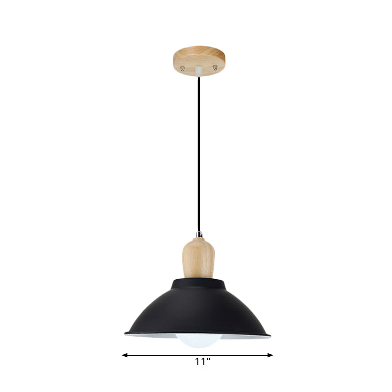 Modern Metal And Wood Hanging Lamp For Living Rooms - Black Pendant Ceiling Light