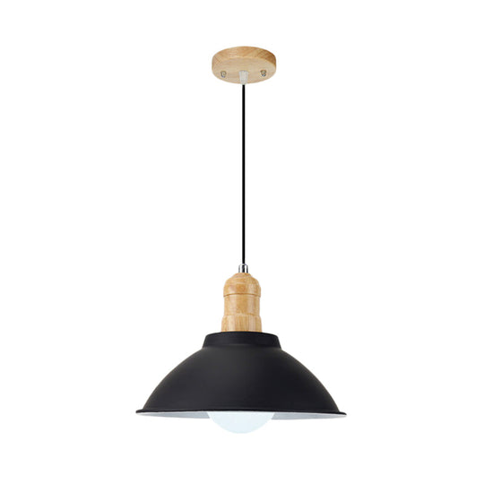 Contemporary Metal and Wood Hanging Pendant Ceiling Light in Black