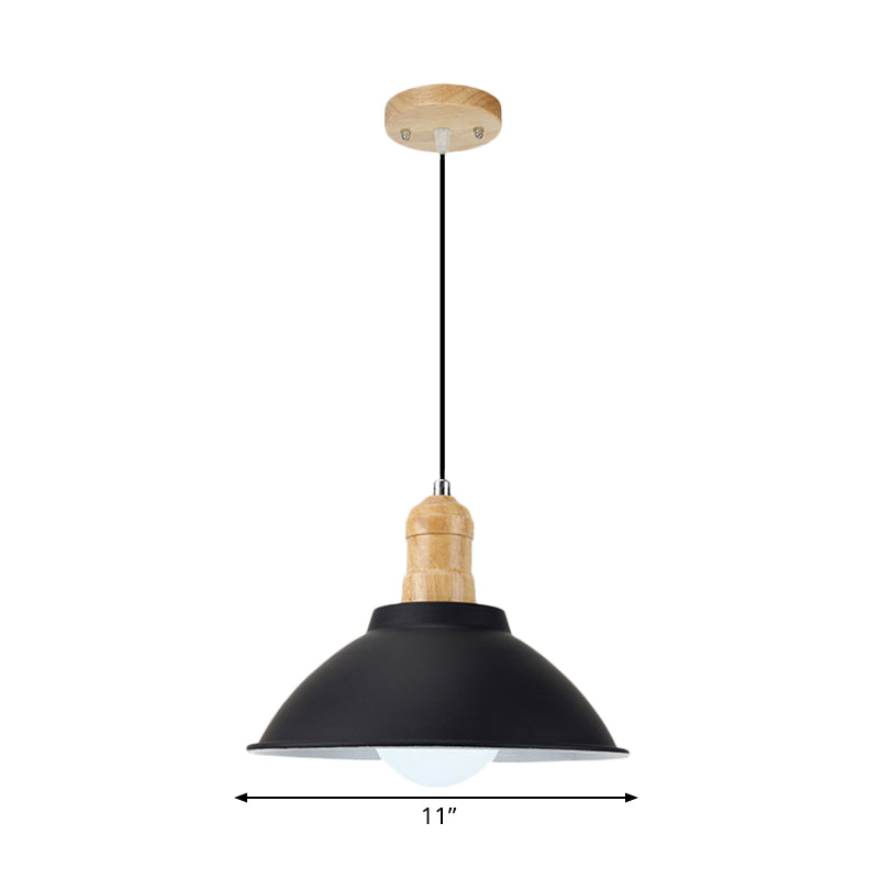 Contemporary Metal and Wood Hanging Pendant Ceiling Light in Black