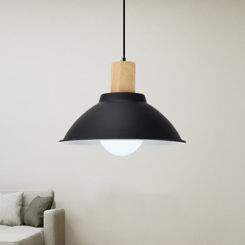 Modern Metal And Wood Hanging Lamp For Living Rooms - Black Pendant Ceiling Light