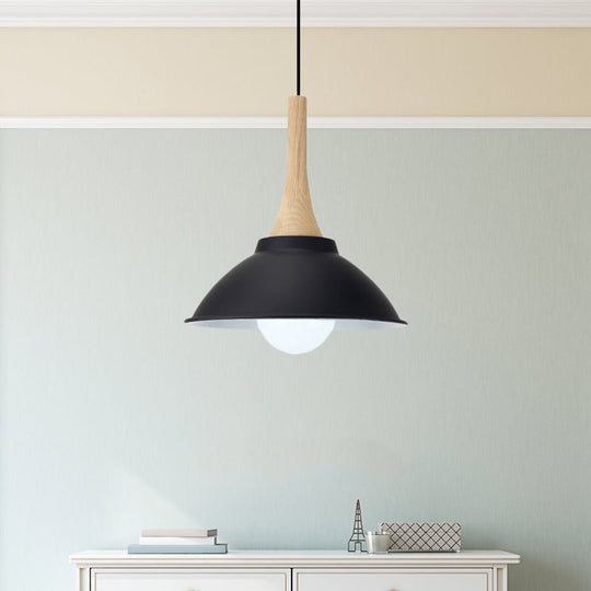 Modern Metal And Wood Hanging Lamp For Living Rooms - Black Pendant Ceiling Light