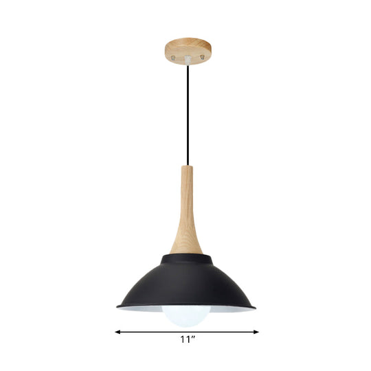 Modern Metal And Wood Hanging Lamp For Living Rooms - Black Pendant Ceiling Light