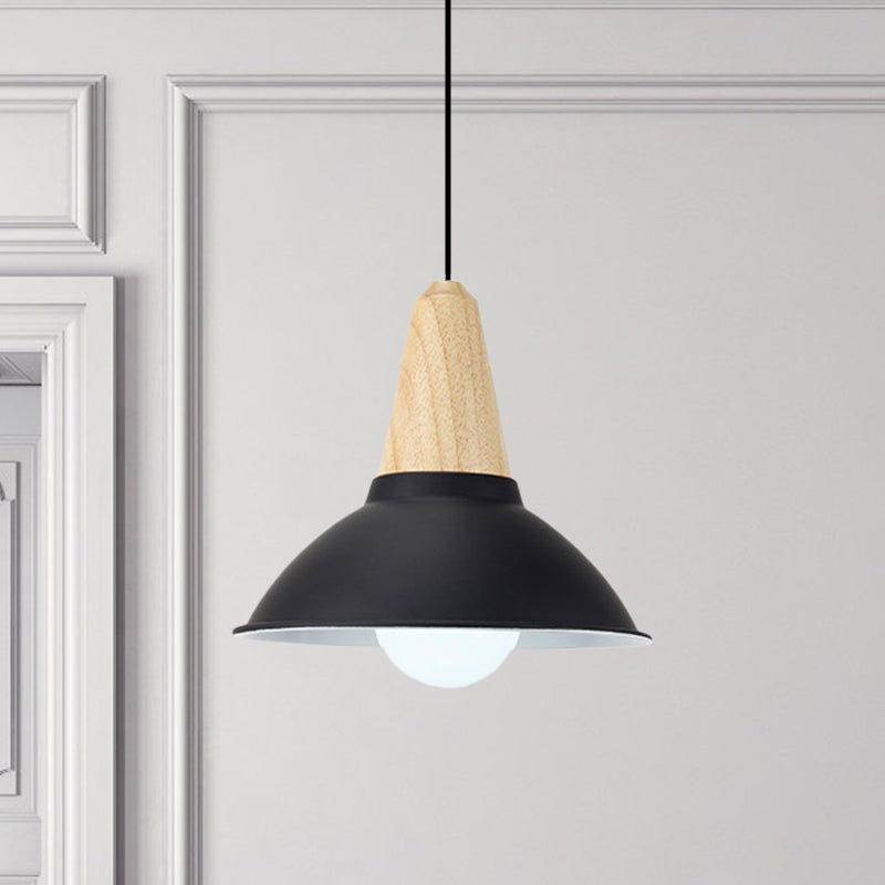 Modern Metal And Wood Hanging Lamp For Living Rooms - Black Pendant Ceiling Light / G