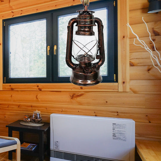 Industrial Pendant Ceiling Light: Black/Bronze/Antique Brass Finish Clear Glass 1 Light Perfect For