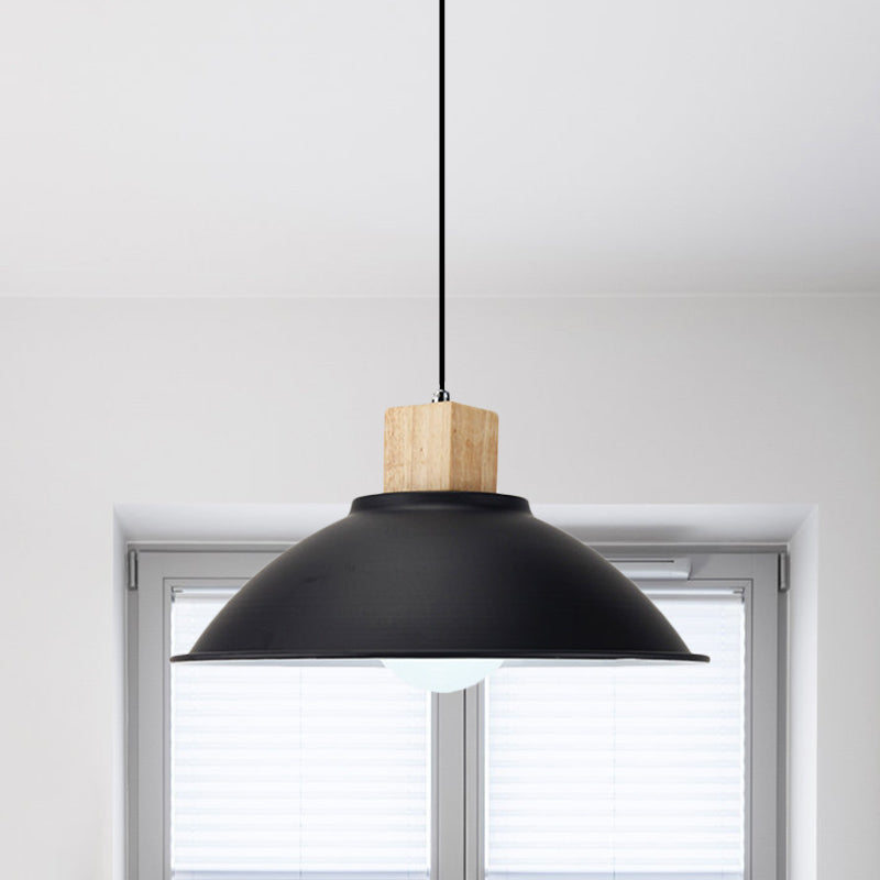 Modern Metal Pendant Light with Black Bowl Shade for Dining Room