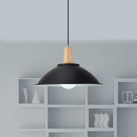 Modern Metal Pendant Light with Black Bowl Shade for Dining Room