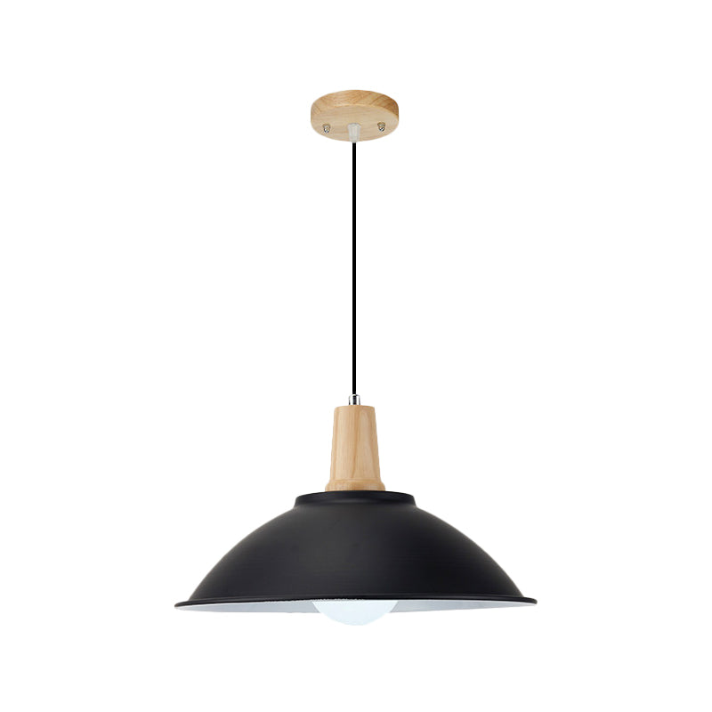 Modern Metal Pendant Light with Black Bowl Shade for Dining Room