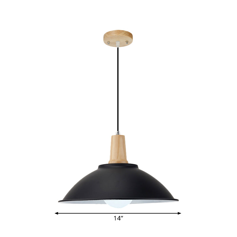 Modern Metal Pendant Light with Black Bowl Shade for Dining Room