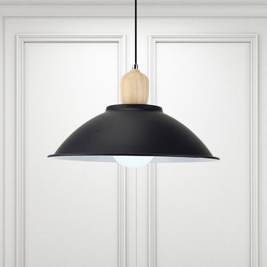 Modern Metal Pendant Light with Black Bowl Shade for Dining Room