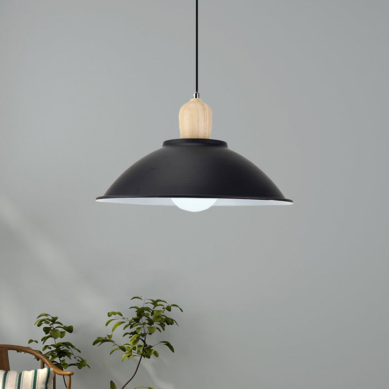 Modern Metal Pendant Light with Black Bowl Shade for Dining Room