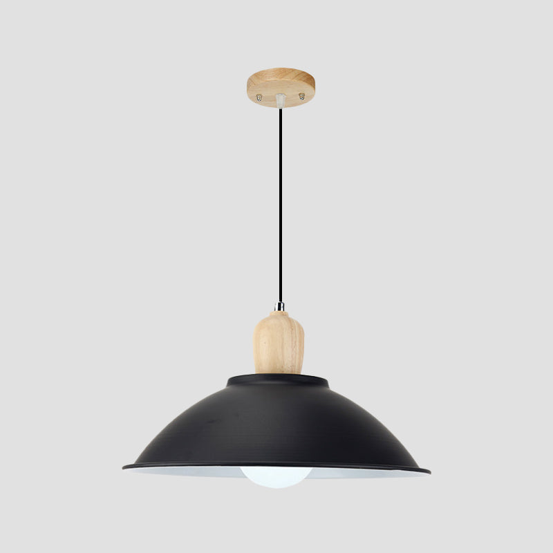 Modern Metal Pendant Light with Black Bowl Shade for Dining Room