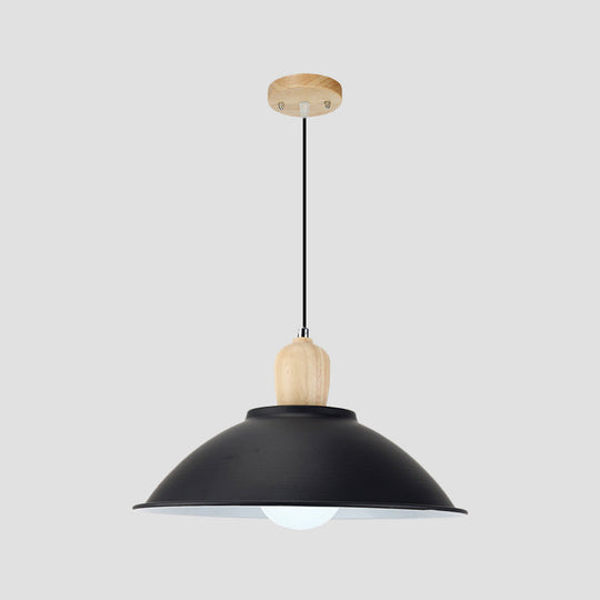 Modern Metal Pendant Light with Black Bowl Shade for Dining Room