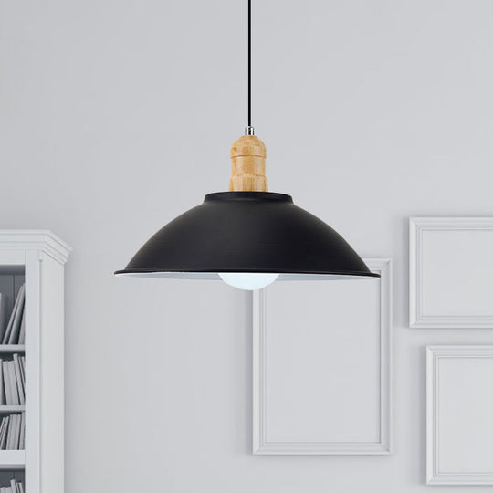 Modern Metal Pendant Light with Black Bowl Shade for Dining Room