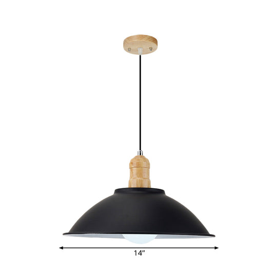 Modern Metal Pendant Light with Black Bowl Shade for Dining Room