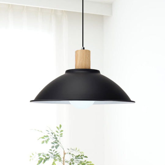 Modern Metal Pendant Light with Black Bowl Shade for Dining Room