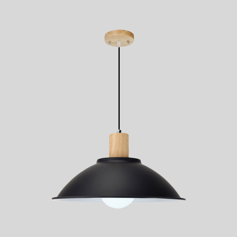 Modern Metal Pendant Light with Black Bowl Shade for Dining Room