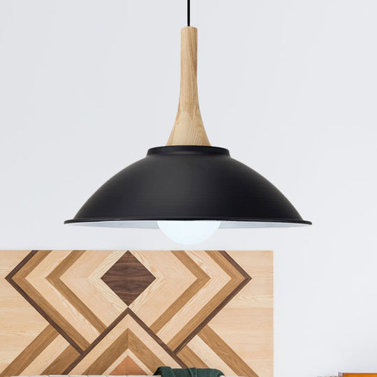 Modern Metal Pendant Light with Black Bowl Shade for Dining Room