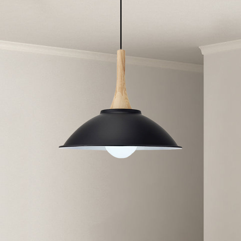 Modern Metal Pendant Light with Black Bowl Shade for Dining Room