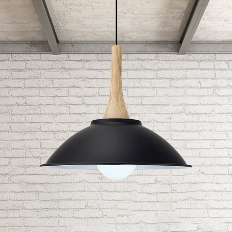 Modern Metal Pendant Light with Black Bowl Shade for Dining Room