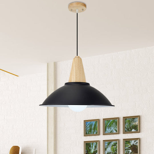 Modern Metal Pendant Light with Black Bowl Shade for Dining Room