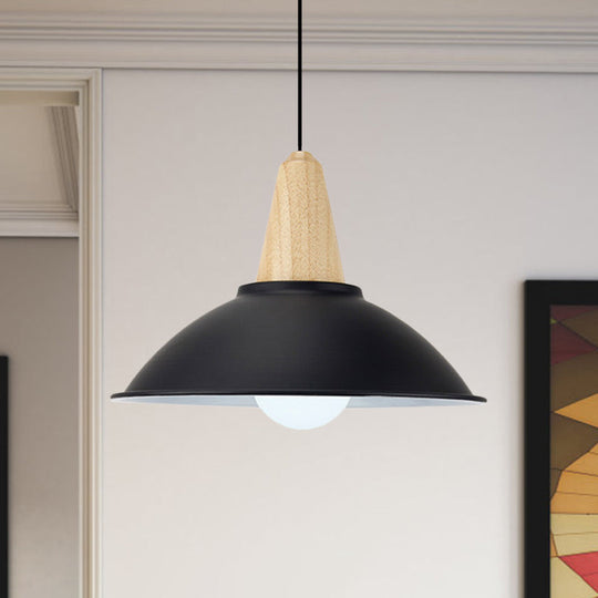 Modern Metal Pendant Light with Black Bowl Shade for Dining Room