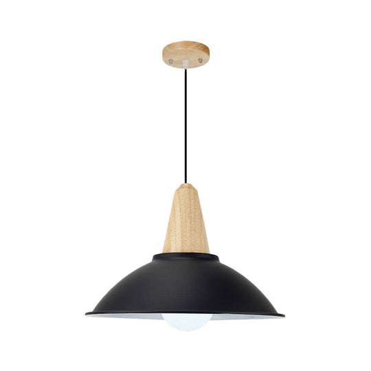 Modern Metal Pendant Light with Black Bowl Shade for Dining Room