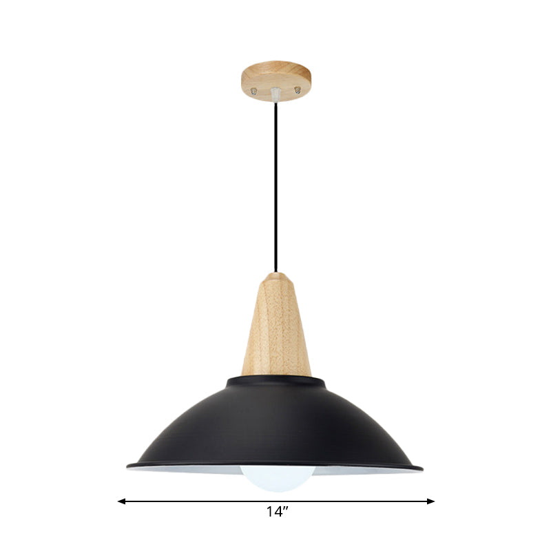 Modern Metal Pendant Light with Black Bowl Shade for Dining Room