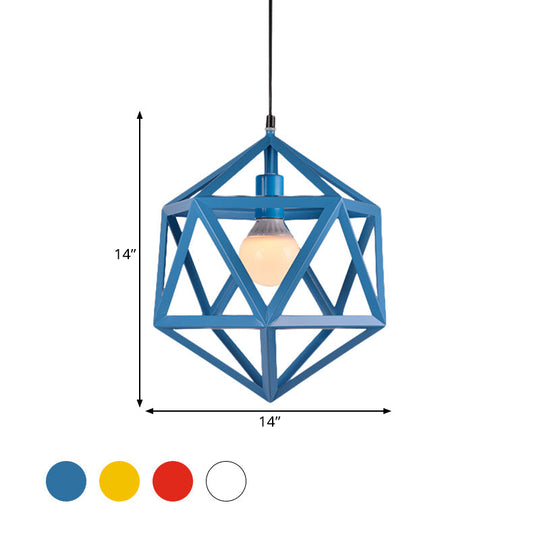 Industrial Geometric Metal Pendant Light - Blue/White/Yellow