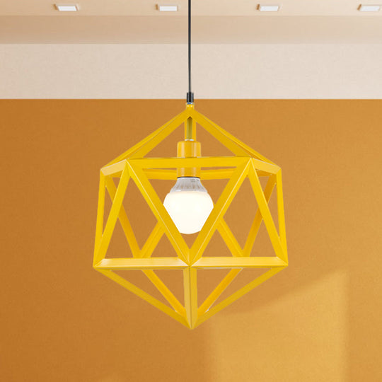 Industrial Geometric Metal Pendant Light - Blue/White/Yellow