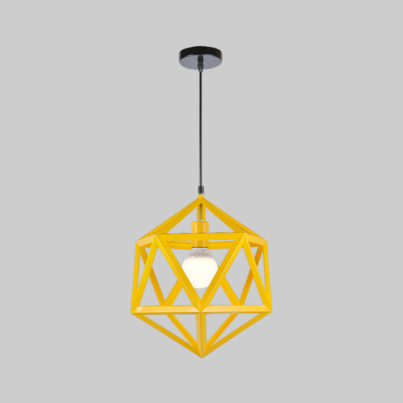 Industrial Geometric Metal Pendant Light - Blue/White/Yellow