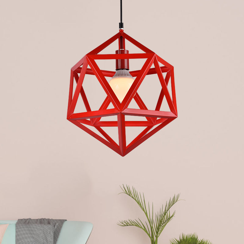 Industrial Geometric Metal Pendant Light - Blue/White/Yellow