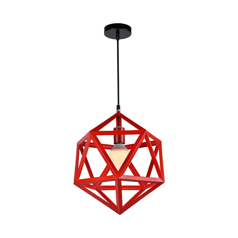 Industrial Geometric Metal Pendant Light - Blue/White/Yellow