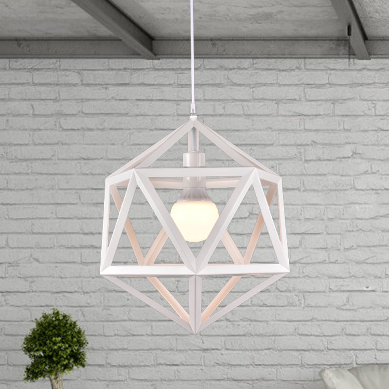 Industrial Geometric Metal Pendant Light - Blue/White/Yellow