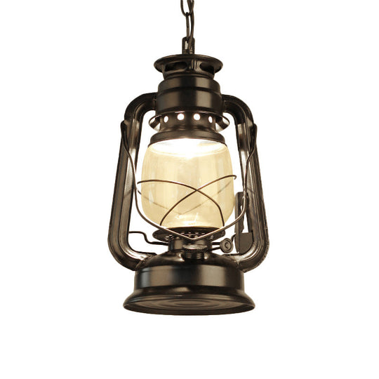 Industrial Clear Glass Pendant Ceiling Light for Coffee Shop - Black/Bronze/Antique Brass Finish