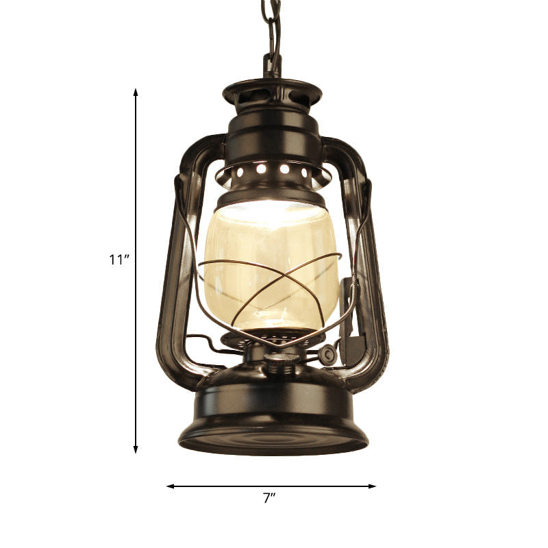 Industrial Clear Glass Pendant Ceiling Light for Coffee Shop - Black/Bronze/Antique Brass Finish