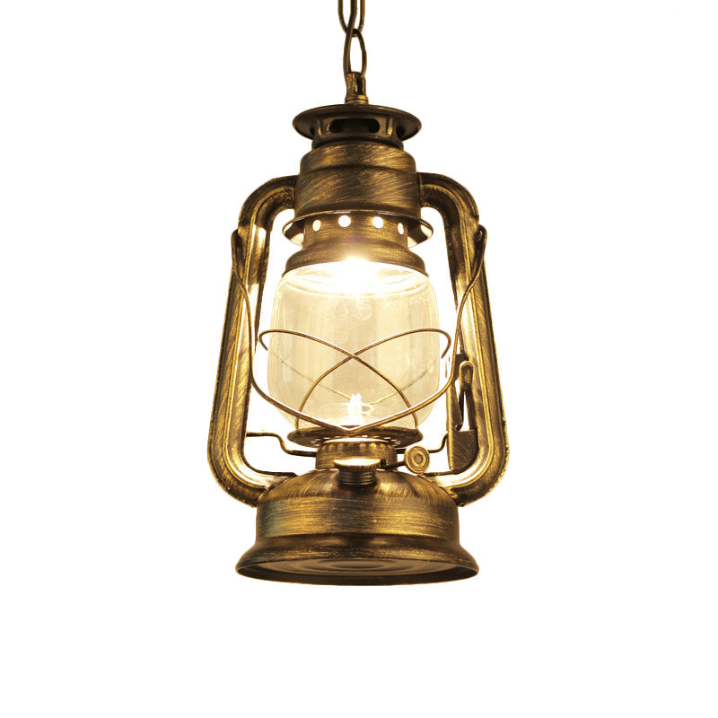 Industrial Pendant Ceiling Light: Black/Bronze/Antique Brass Finish Clear Glass 1 Light Perfect For