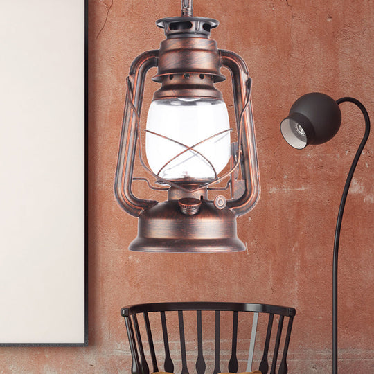 Industrial Pendant Ceiling Light: Black/Bronze/Antique Brass Finish Clear Glass 1 Light Perfect For