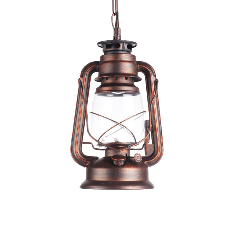 Industrial Clear Glass Pendant Ceiling Light for Coffee Shop - Black/Bronze/Antique Brass Finish