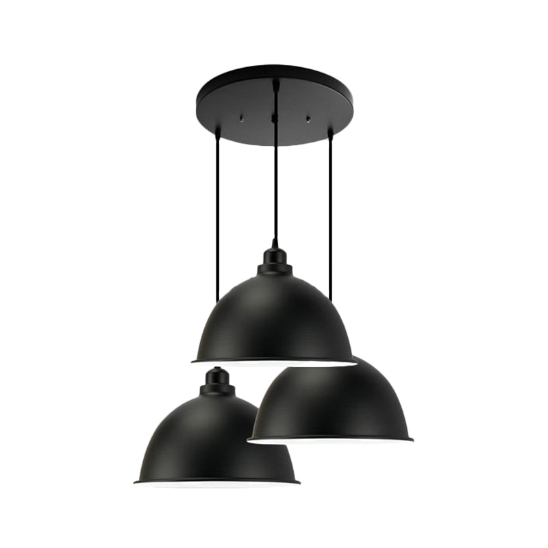 Retro Metal Dome Pendant Light with 3 Lights for Stylish Kitchen Décor - Black/White