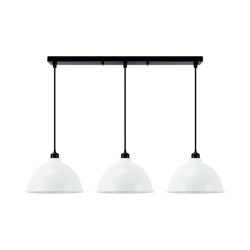 Retro Metal Dome Shade Pendant Light - Stylish 3-Light Kitchen Hanging Fixture In Black/White