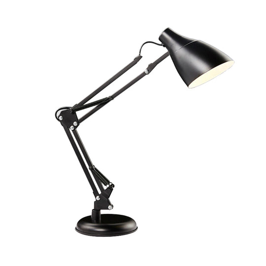 Modern Black/White Multi-Joint Task Desk Lamp - Cone Shade 1-Light Metallic Lighting For Study Room