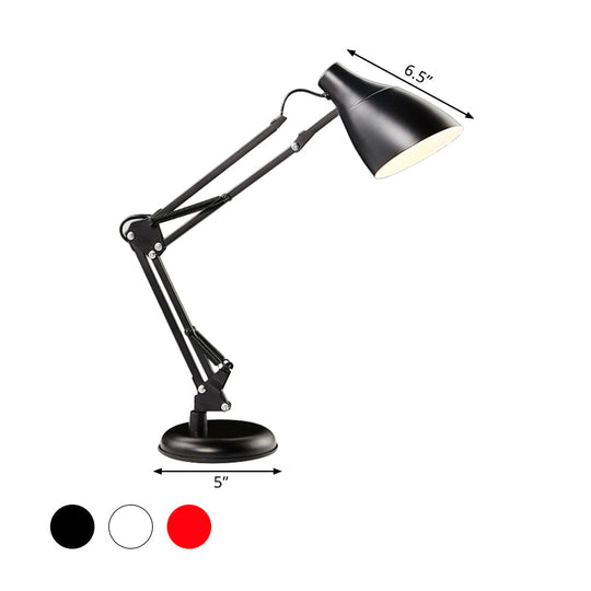 Modern Black/White Multi-Joint Task Desk Lamp - Cone Shade 1-Light Metallic Lighting For Study Room