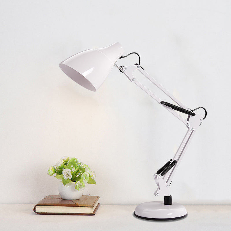 Modern Black/White Multi-Joint Task Desk Lamp - Cone Shade 1-Light Metallic Lighting For Study Room