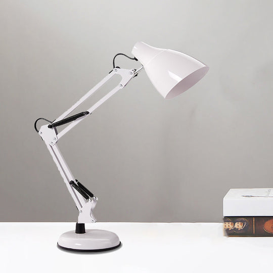 Modern Black/White Multi-Joint Task Desk Lamp - Cone Shade 1-Light Metallic Lighting For Study Room