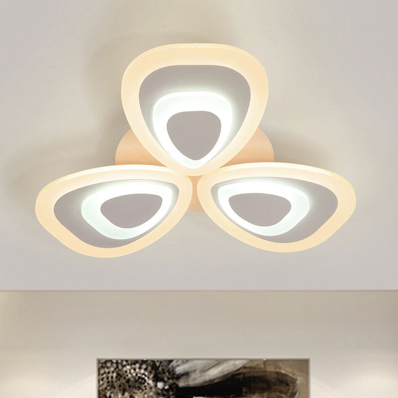 Modern Acrylic Ceiling Light Fixture - Peacock Tail Design - LED Flush Mount Lamp with 3/5/9 Lights - Warm/White/Natural Light Options