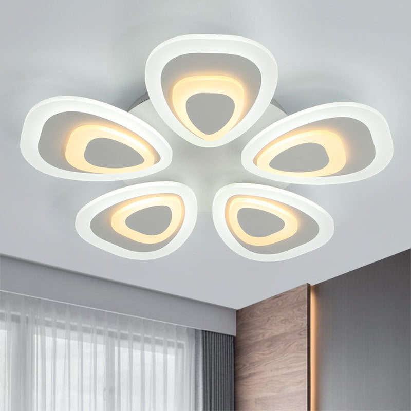 Modern Acrylic Ceiling Light Fixture - Peacock Tail Design - LED Flush Mount Lamp with 3/5/9 Lights - Warm/White/Natural Light Options